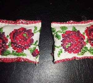 Two vintage Barbie-size accent throw pillows